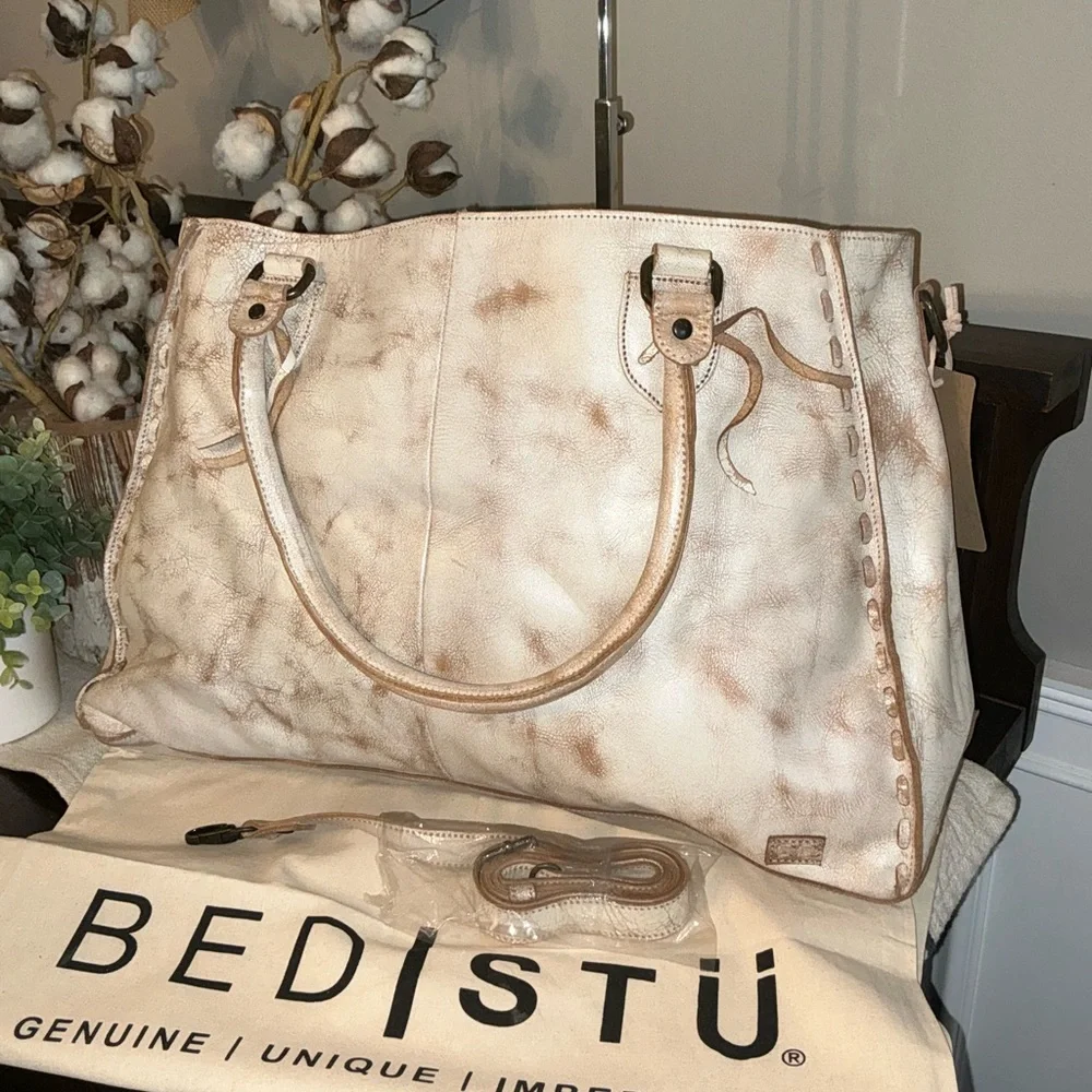 NWT Bed Stu Leather Rockaway Shoulder Crossbody Bag Tote Nectar Lux MSPR $345 - Picture 3 of 15